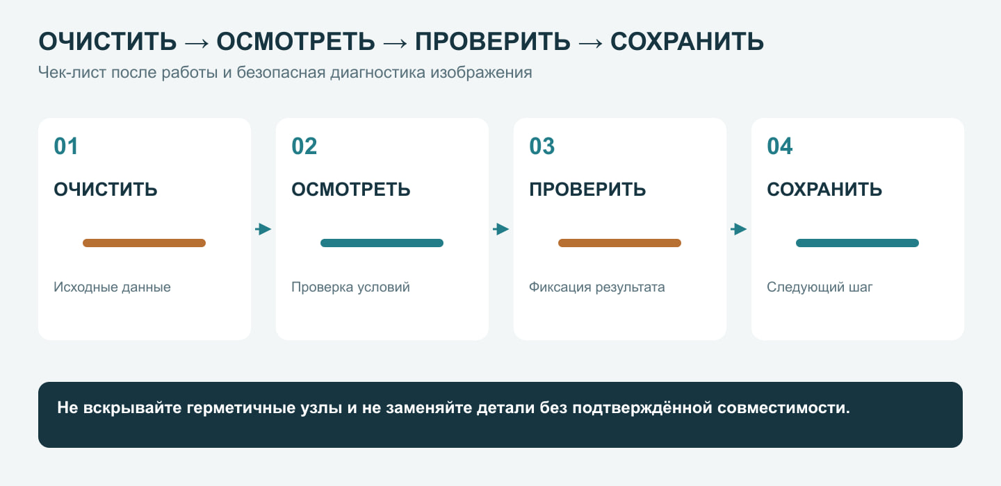 Чек-лист обслуживания после работы